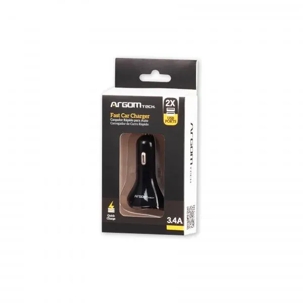 [ARG-AC-0117BK] Argom USB Car Charger 2-port 3.4A