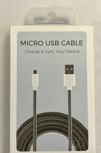 [CO8366] Bits Made MicroUSB Cable 3ft - Light Grey