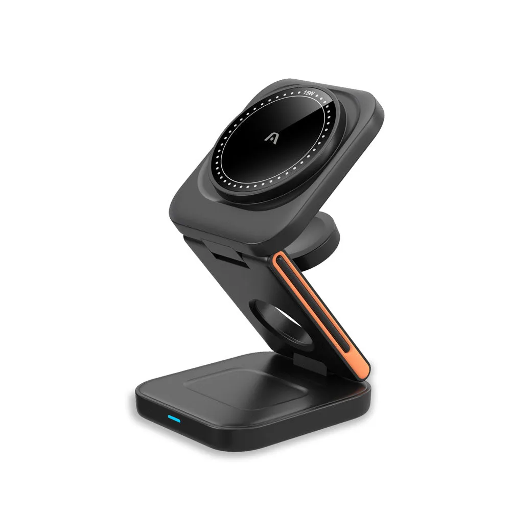 [ARG-AC-0144BK] Argom Wireless Fast Charger 3-in-1 Foldable Stand
