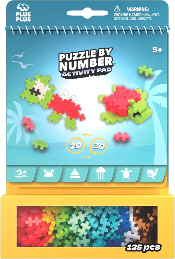 Plus Plus Puzzle By Number Activity Pad, Ocean - Mini Building Blocks Set