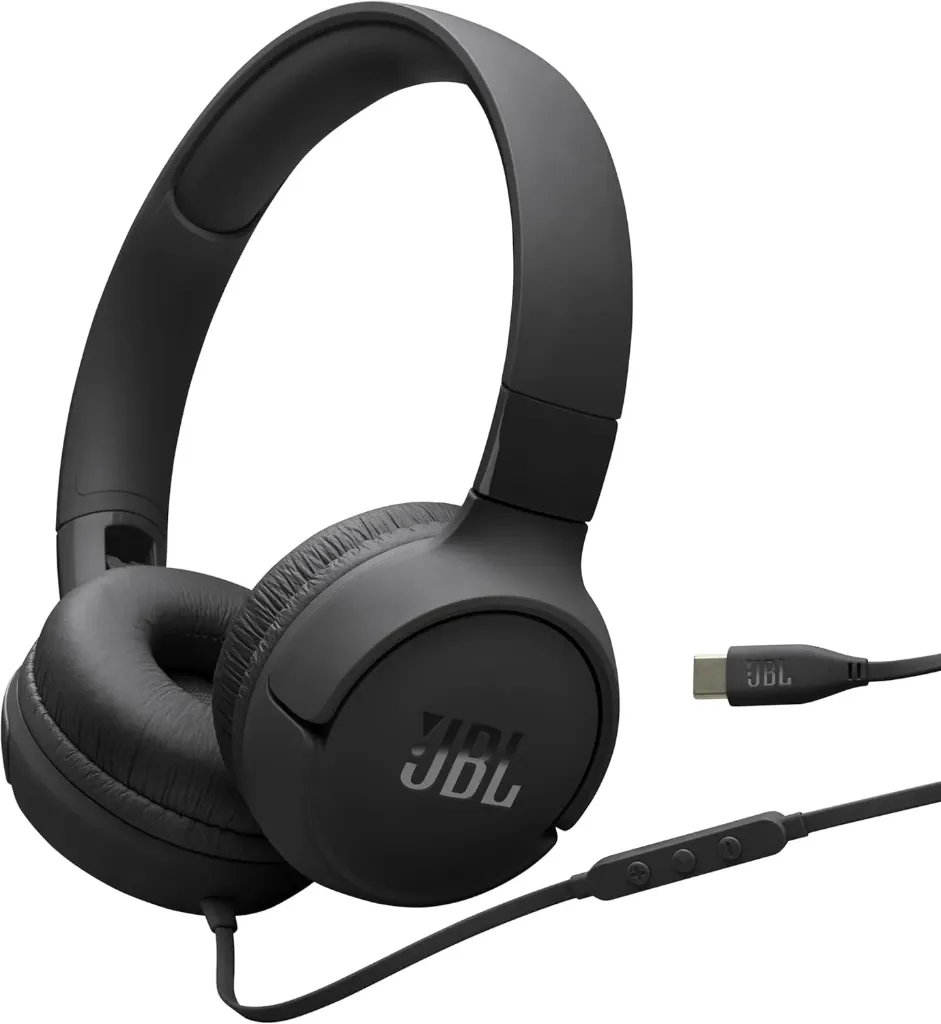 [JBLT520CBLKAM] JBL Tune 520C USB-C Wired On-Ear Headphones (Black)